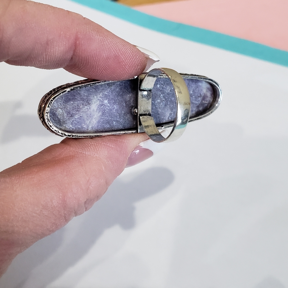 Lepidolite Gemstone, 925 Silver Ring - image 6